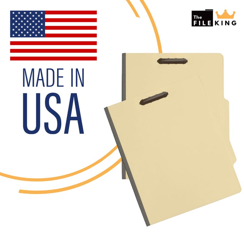 The File King Two Divider Manila Classification File Folder - Letter Size | 10 Pack | 2/5 ROC Top Tab | 1" Expansion | 2" Fastener Prongs | Made in America - Image 5